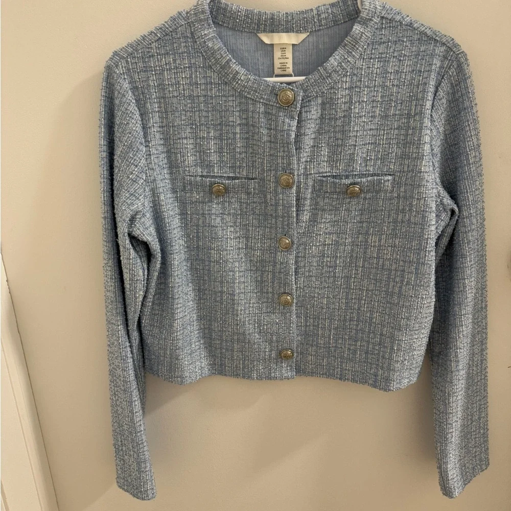 H&M Light Blue Textured Blazer - Picture 4 of 9